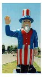 Uncle Sam advertising inflatables for sales and events.