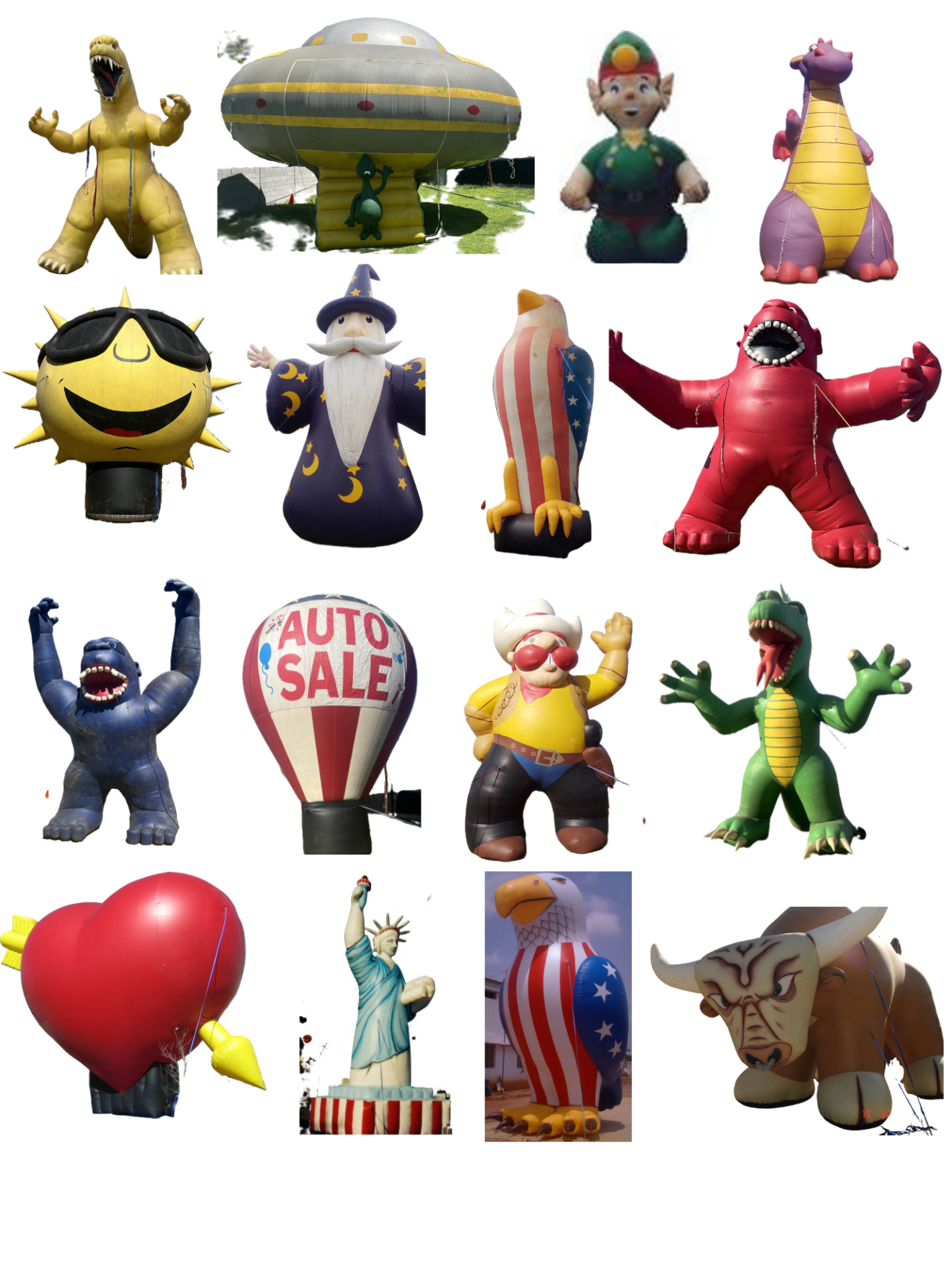Collection of custom shape advertising inflatables